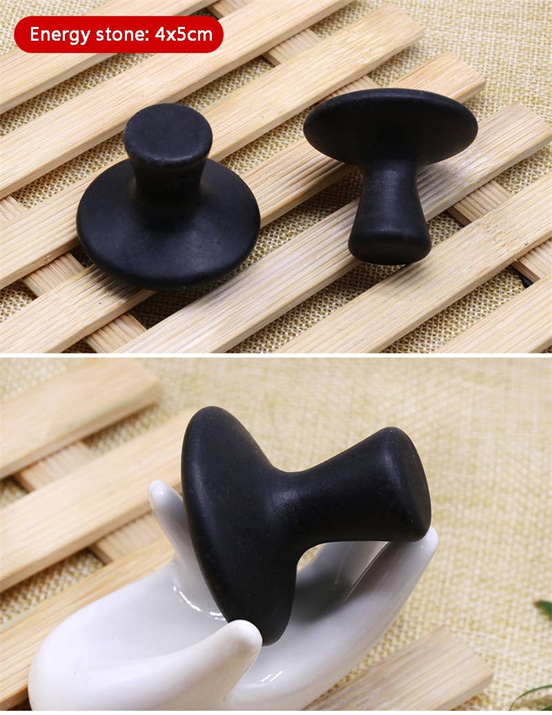 Black Mushroom Gua Sha Stone Face/Body Massager Nickel City Skin Spa